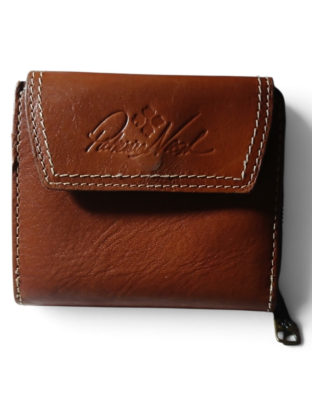 Patricia Nash Cognac Brown Leather Flap Wallet